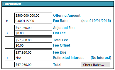An Example Fee Calculation