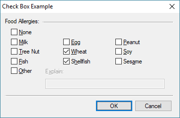 Dialog with Checkboxes