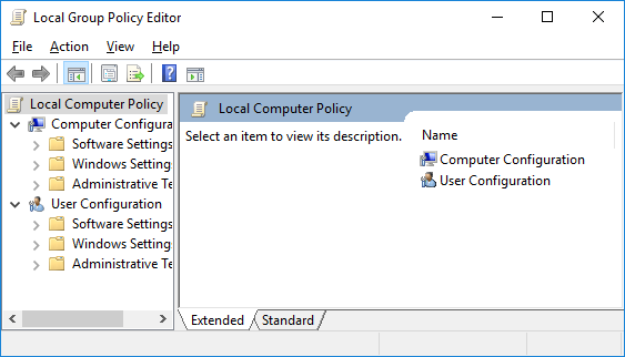 A screenshot of the Windows Local Group Policy Editor